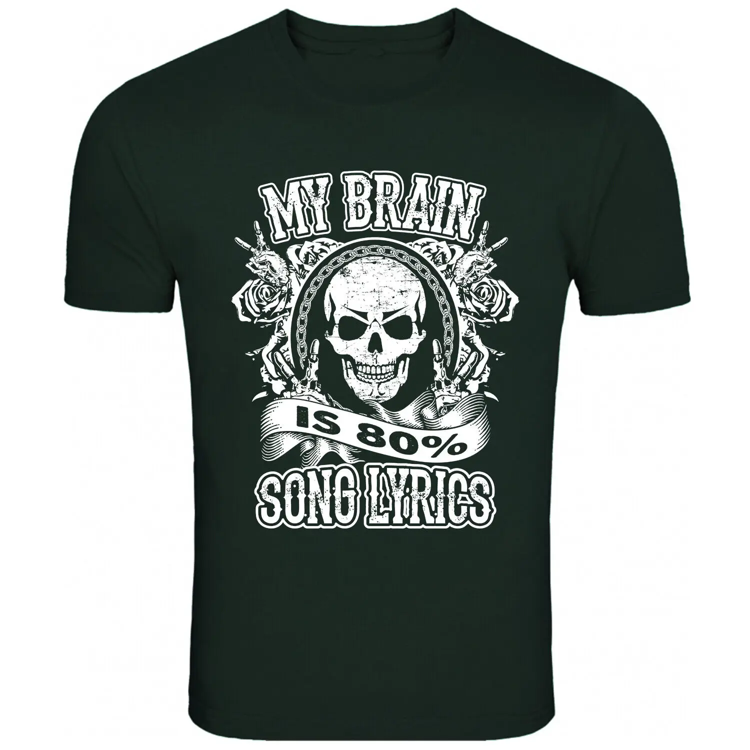 

Brain Song Lyrics Skull T Shirt Funny T-Shirt Mens Womens Unisex Tee