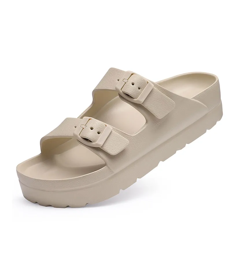 Smile Damen Sommer Bequeme Schaumstoff-Hausschuhe Plateau-Sandalen mit Fußgewölbeunterstützung Slides Verstellbare Schnalle Sommer-Strandsandalen – Detail 13