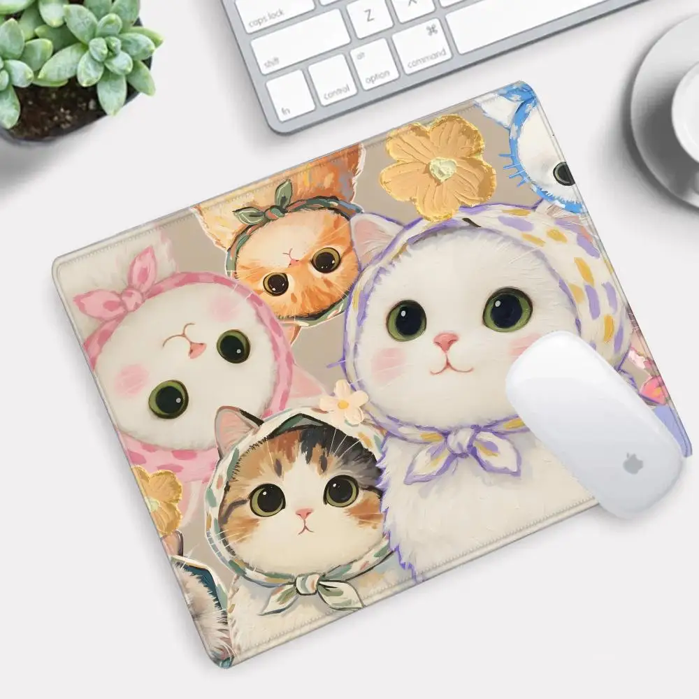 Cute Kawaii Cat Mouse Pad Multiple Sizes Large Square Computer Office Game Table Mats Rubber Anti-slip Mousepads Small Desk Pad