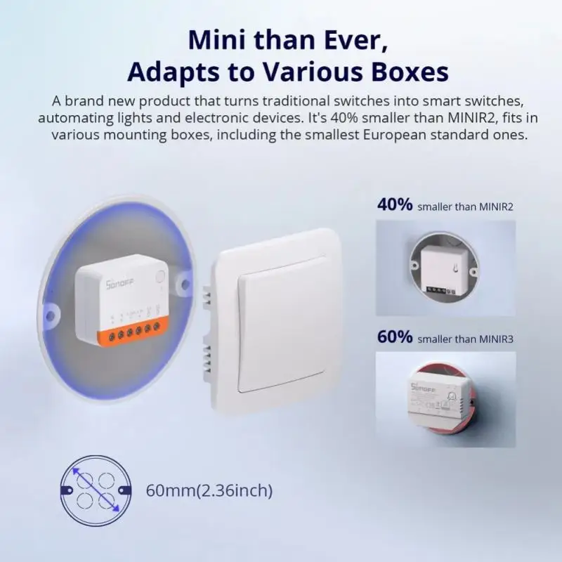 Sonoff Mini R4 Extreme Wifi Smart Switch Interruttore Staccare Modalità Relè Interruttore Esterno Controllo On-Off Funziona con EWelink Alexa