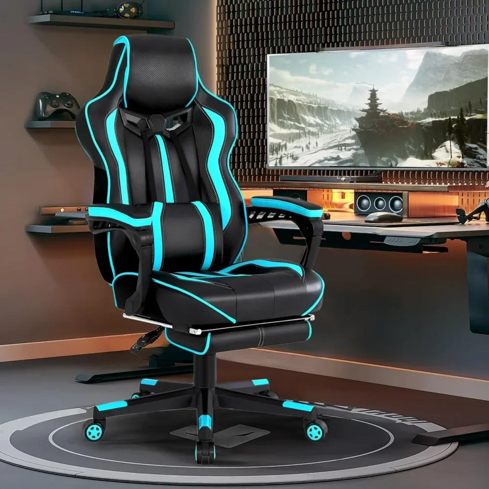 

Gaming Chair for Adults Gaming Chairs with Footrest Reclining Computer Chair for Heavy People, Big & Tall Ergonomic Chair w/ Lum