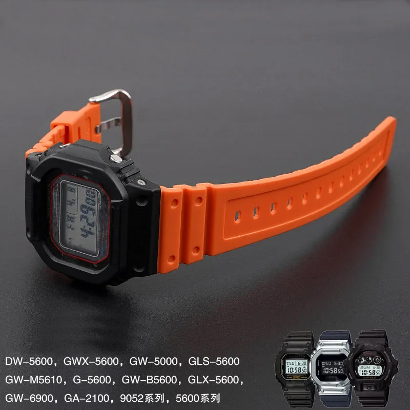 Pulseira de silicone para Casio, Pulseira, G-Shock, GW-5000,GLS-5600,GW-M5610,G-5600,GW-B5600,GLX-5600,GB-5600,GW-6900,, 16mm