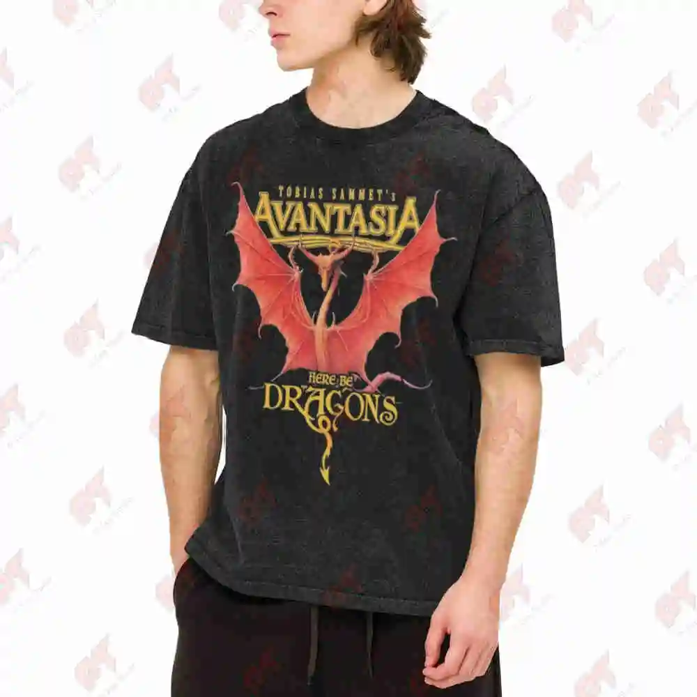 Avantasia Tobias Sammet Here Be Dragons 2026 Vintage Washed Tee Pure Cotton T-Shirt