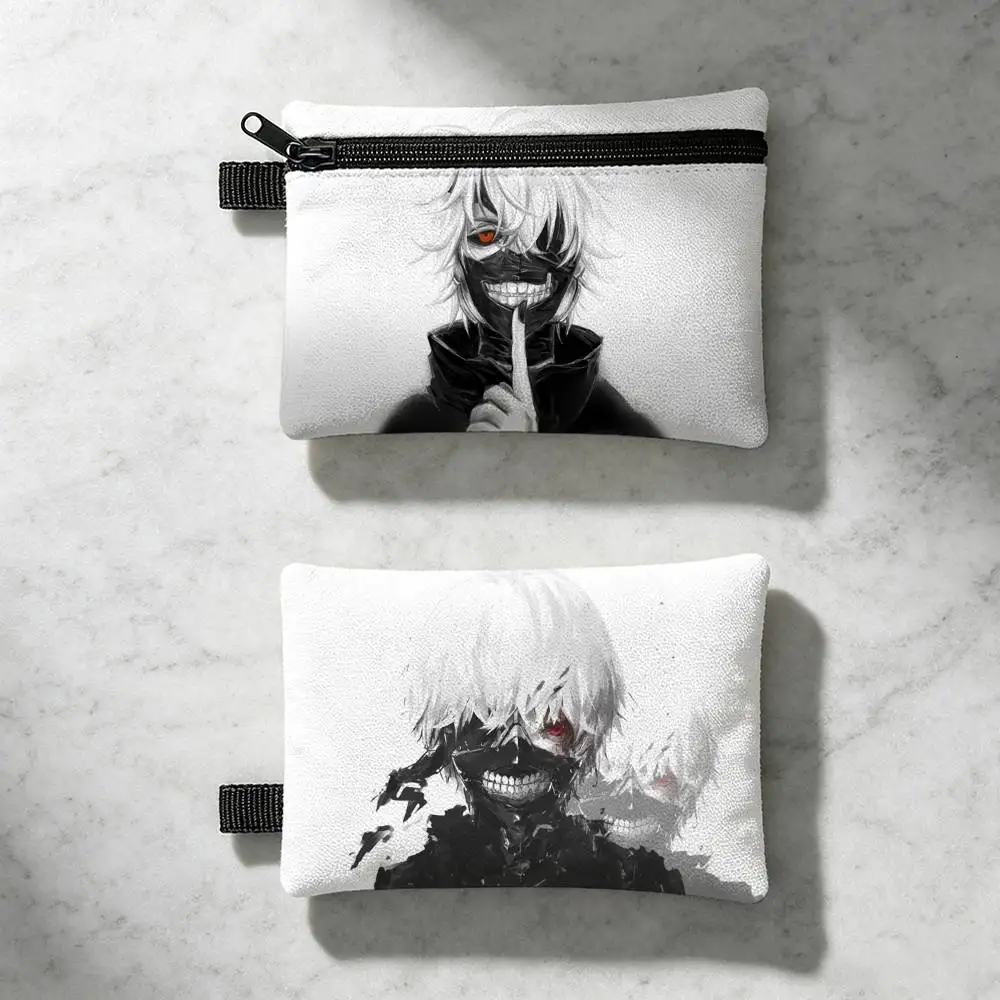 Anime T-TokYO-O G-GHoUL-L Fashion Waterproof Zipper Coin Purse Lightweight Hanging Key Pouch Card Holder For Daily Use