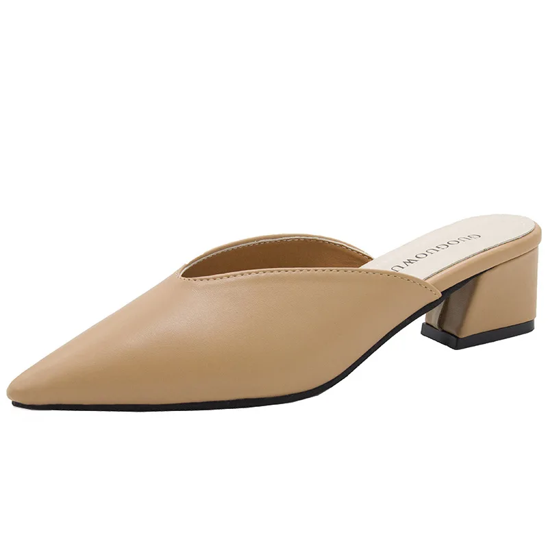 Zapatillas puntiagudas de tacón alto para mujer, zapatos de tacón cuadrado de lujo a la moda, mocasines antideslizantes, zapatos de fiesta negros