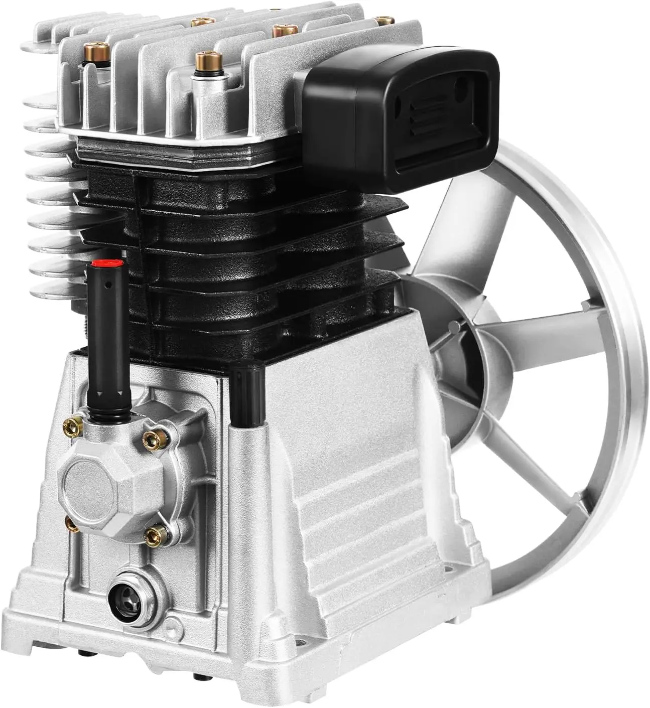 Air Compressor Pump,Heavy Duty Air Compressor Piston Head Twin Cylinder Air Compressor Pump Head Piston Style Lubrication Pump for Chemical, Light Industry, Textile Occasions