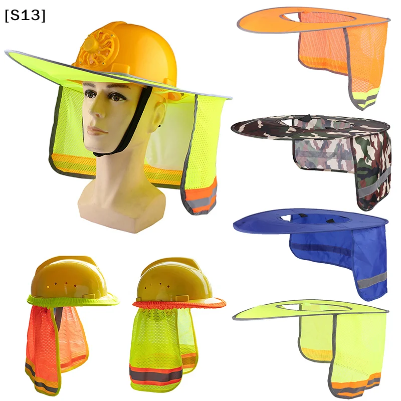 Summer Sun Shade Safety Hard Hat Neck Shield Helmets Reflective Hat Brim Reflective Cap Cover for Construction Workers[Q]Q@