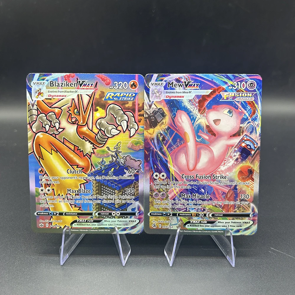 

DIY PTCG Mew Vmax Collection Card Alt Art Fusion Strike Card 269/264 Sword Shield Blaziken Vmax Refraction Flash Foil Card Подарки