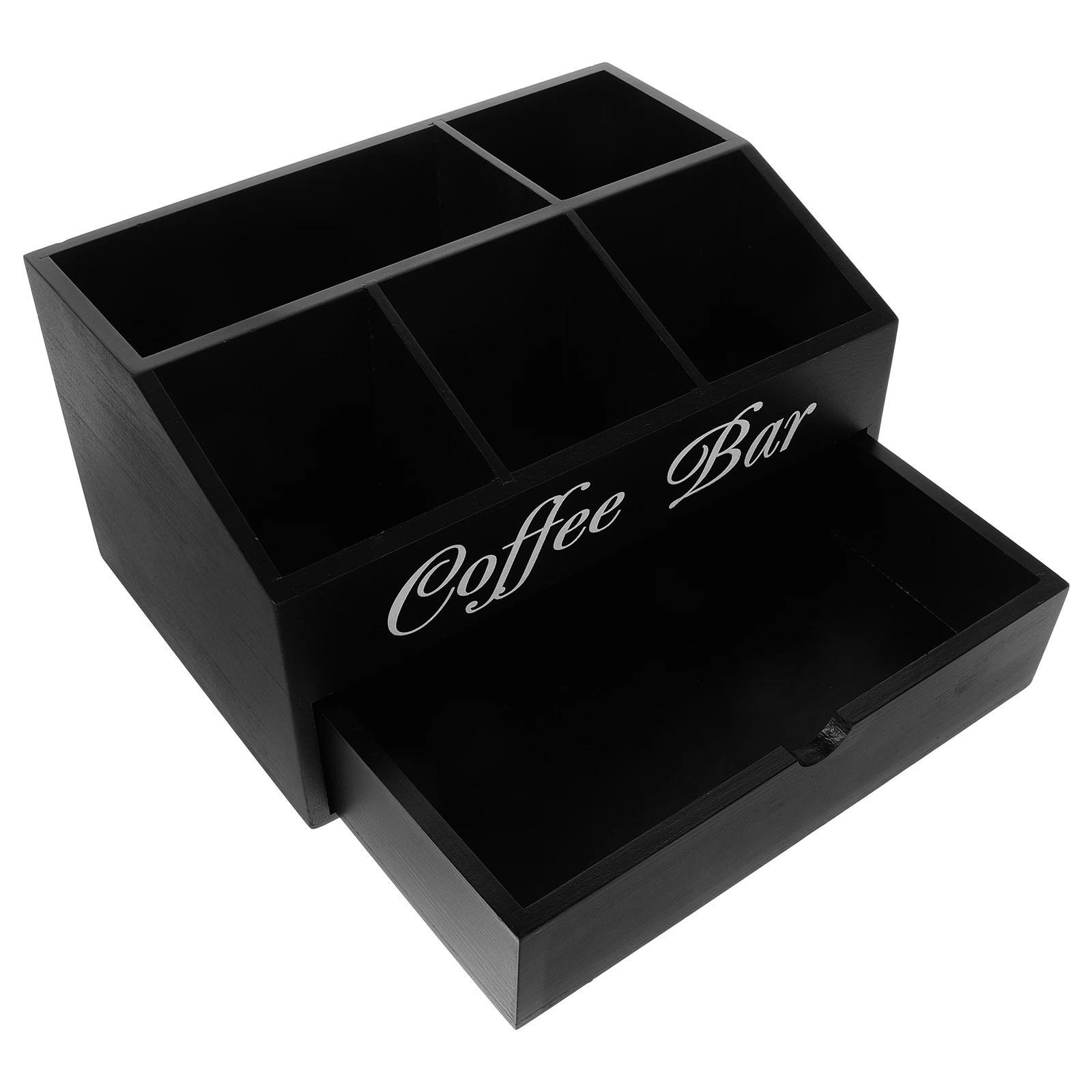 

Wood Coffee Bar ganizer Storage Box Safe Use Craftsmanship Practical Style Stable Bottom Compartment Design Sugar