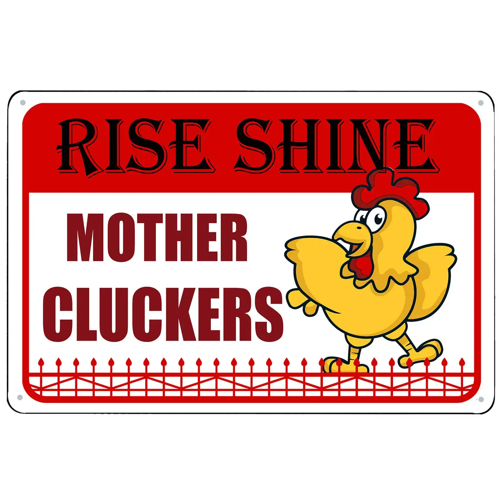 FSTIKO Funny Chicken Sign Rise And Shine Mother Cluckers Retro Vintage Metal Tin Signs Farm Decorative Country Home Decor Signs