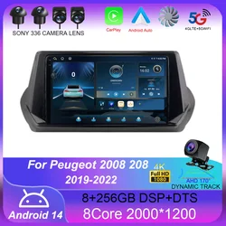 Android 14 Carplay Auto For Peugeot 2008 208 2019 2020 2021 2022 Car Radio Multimedia Video Player Navigation GPS No 2Din 2 Din