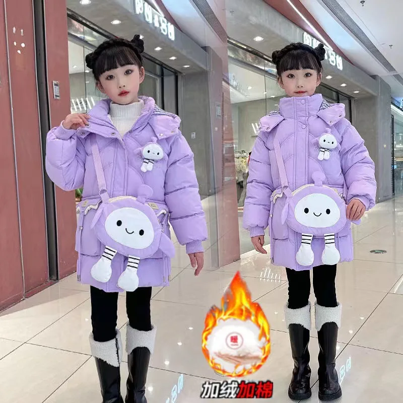 Girls winter cotton-padded coat coat new style plus fleece  cartoon Maillard foreign atmosphere cotton-padded girl winter tide