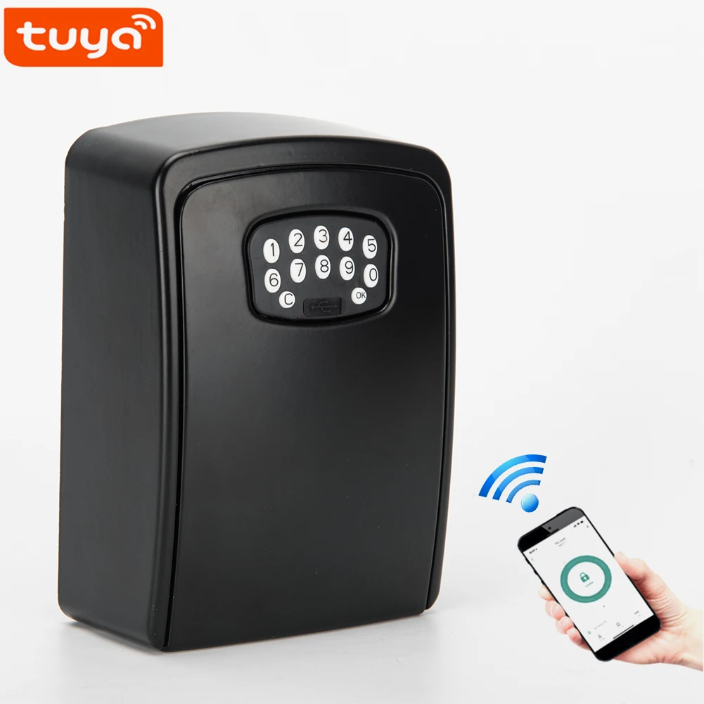 Tuya Smart Key Box Lock Box Street Trade Portable Wall Mount Electronic Security Key Safe Holder Box for Indoor Outdoor