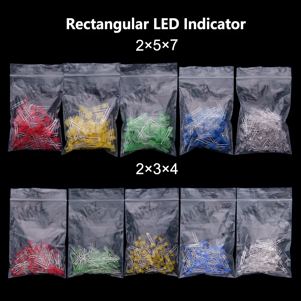 100PCS/1000PCS Rectangular LED Indicator, 2x3x4mm 2x5x7mm, Multiple Colors for PCB DIY Electronics