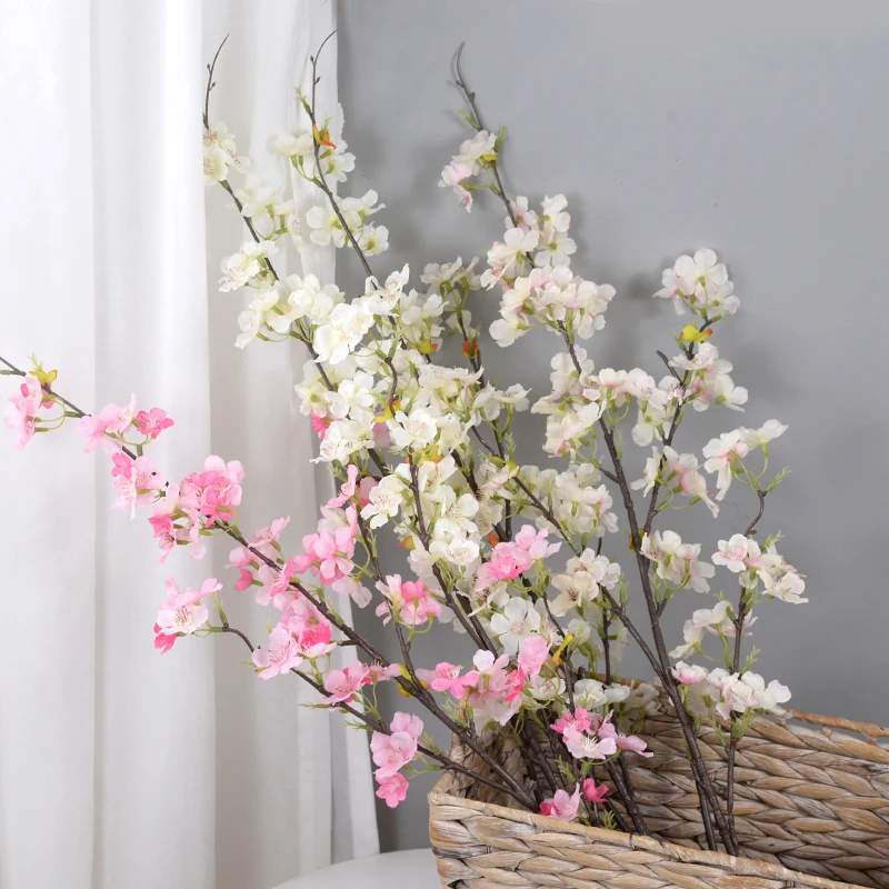 

Artificial Cherry Blossom Simulation Silk Fake Flower Sakura Plum Bouquets Wedding Party Flower Arrangement Xmas Home Decoration