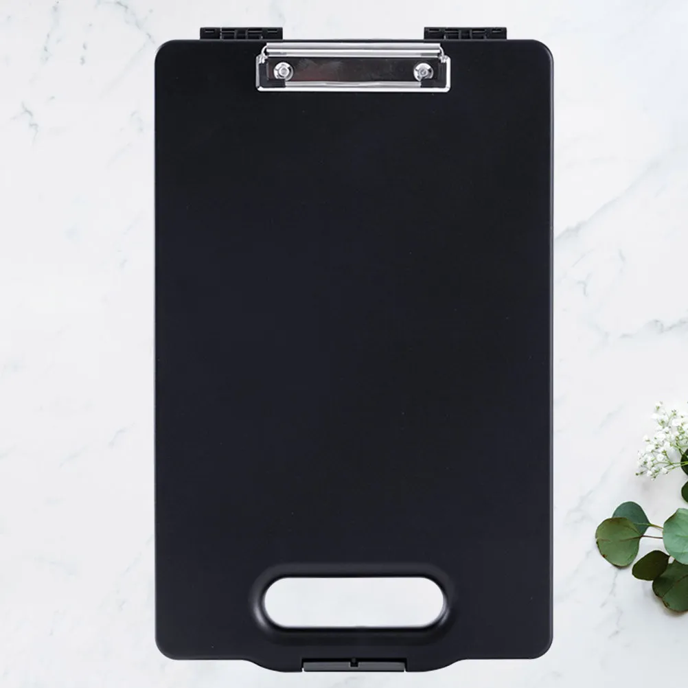 

1pc Writing Pad File Folder Portable Clipboard Storage Box For A4 Paper Organizer Pen Slot Wall Hanging Hole Pp Plastic