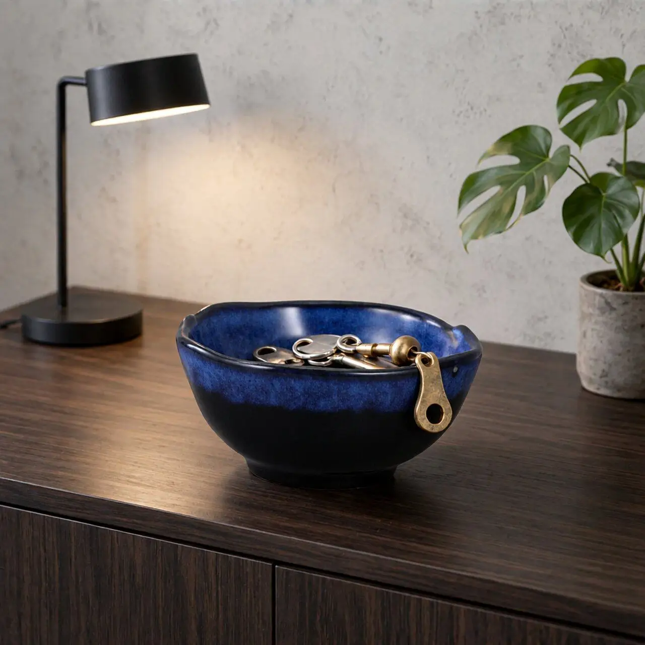 Blue Glazed Rustic Irregular Ceramic Decorative Bowl 350Ml Jewelry Trinket Holder Candy Dish Entryway Blue Decorative Bowl