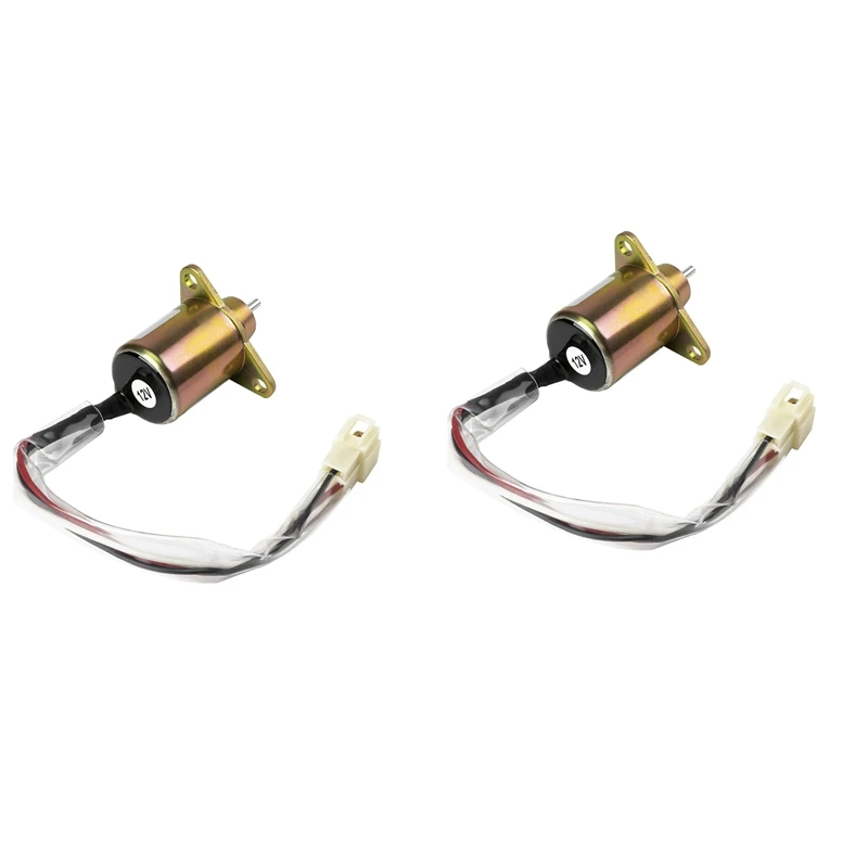 2X Fuel Shutoff Solenoid For 12V Yanmar Engine Takeuchi 1503ES-12S5SUC5S Stop Solenoid Part 17594-6001-4 SA4569T