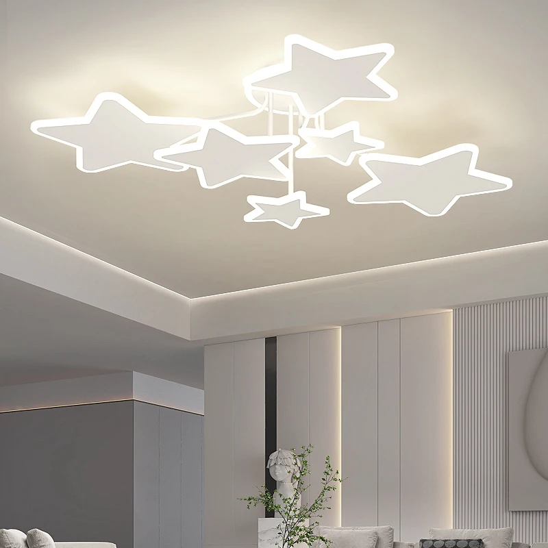 LED Children's Room Ceiling Light Star Shape Personality Creative Bedroom Living Room Study Dining Room Kitchen Decor Indoor