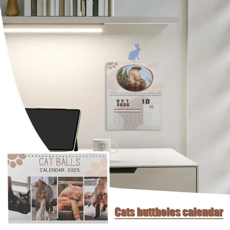 2025 Cat Pattern Month Organizer Family Twin-Wire Bound Month Planner 2025 Cat Balls Organizing Calendar With Notes Space For