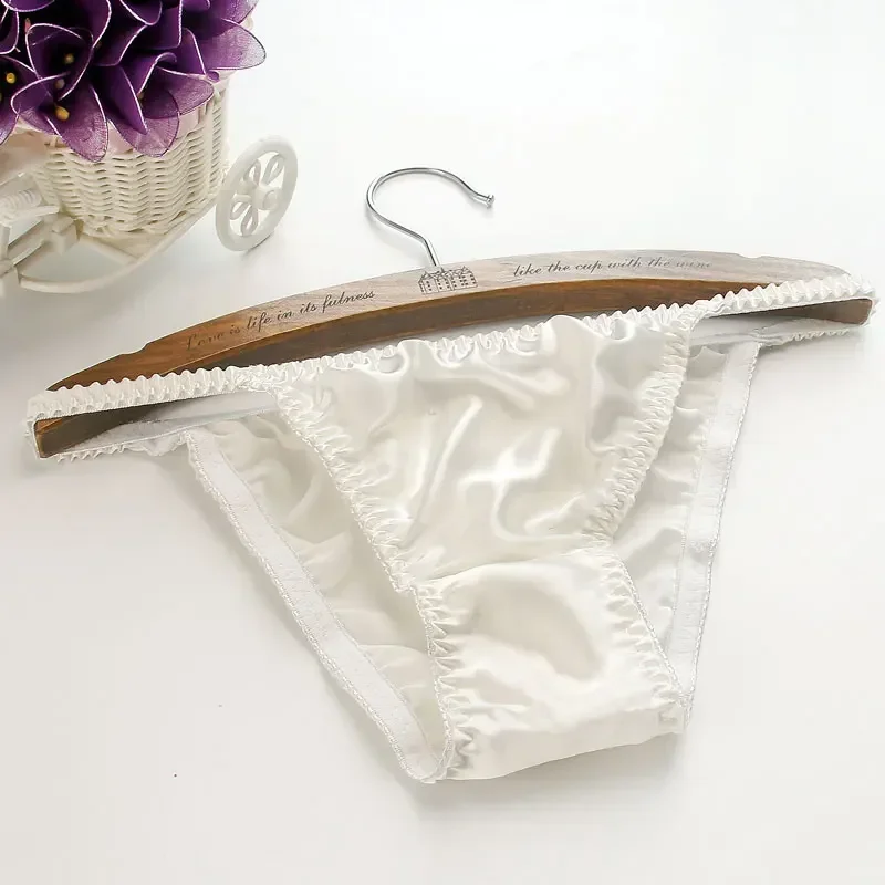 100% mulberry silk low waist briefs silk panties T pants breathable silky moisturizing fashion high fork underwear