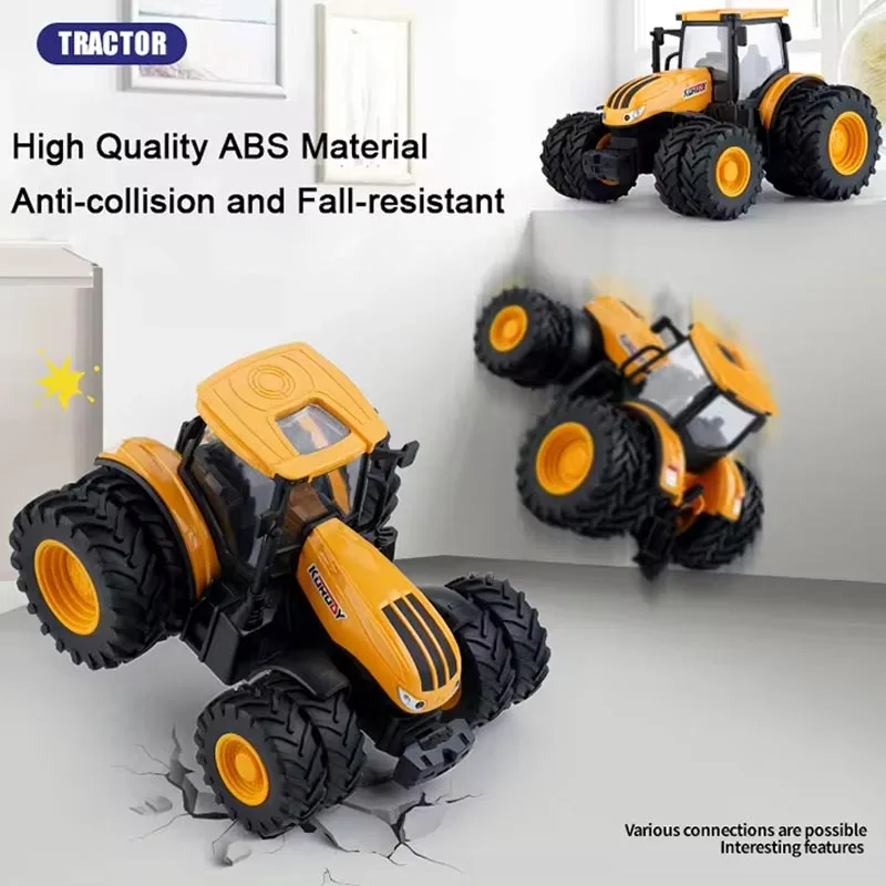 Farm Trucks Model Set 1/24 Dicast Tractor Toys for Children Sliding Agriculture Transporter Toys Engineering Farming Scene Gift