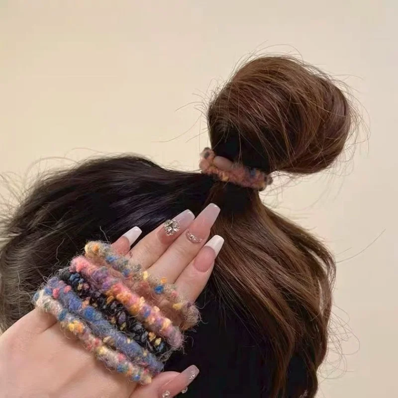 

5pcs/New Colorful Plush Scrunchie Headbands women's Versatile High Stretch Headbands Tie Hair Rubber Band Hair Accessories