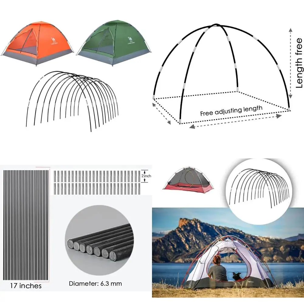 مجموعة عمود خيمة تلسكوبي 52 قدم، 36 عبوة، قطر 6.5 مم، أطواق الدفيئة وأقطاب بديلة #1