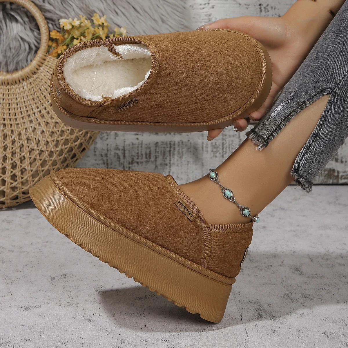 2024 Winter New Trend Sexy Women\'s Ankle Casual Boots Waterproof Comfortable Plush Warm Thick Cotton Snow Boots 8-2