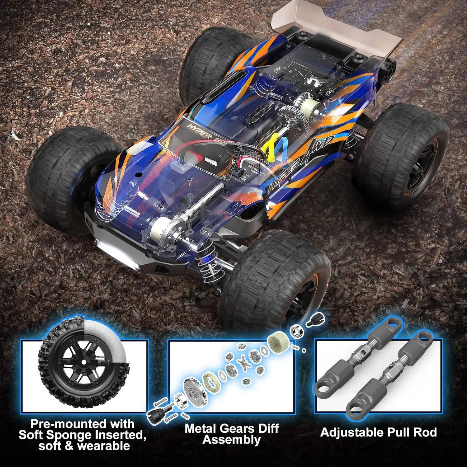 H16DR 1:16 Scale High Speed RC Monster Truck 4WD off Road All Terrain Fast Remote Control Car Ready to Run