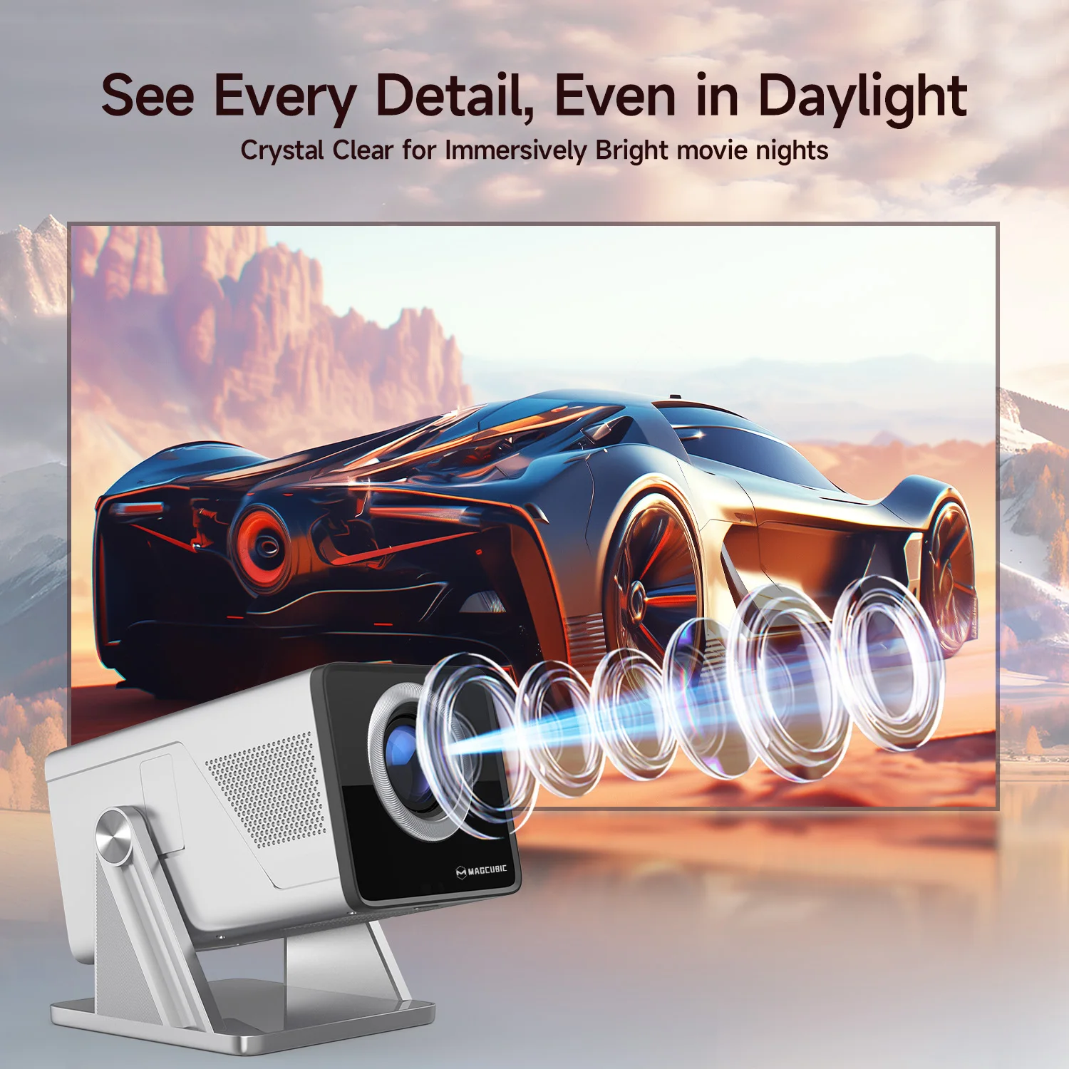 Magcubic 8K-Unterstützung X7 AI Smart Projektor mit Android 14 OS, UHD 1080P 1000 ANSI Autofokus Keystone, Heim- und Outdoor-Beamer – Detail 3
