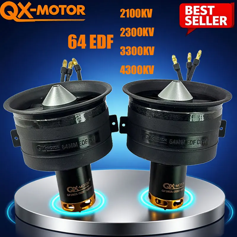 

QX Motor QF-2822 brushless motor set 64mm 12 blade EDF ducted CW/CCW 2100/2300/3300/4300KV suitable for model airplane jet toys