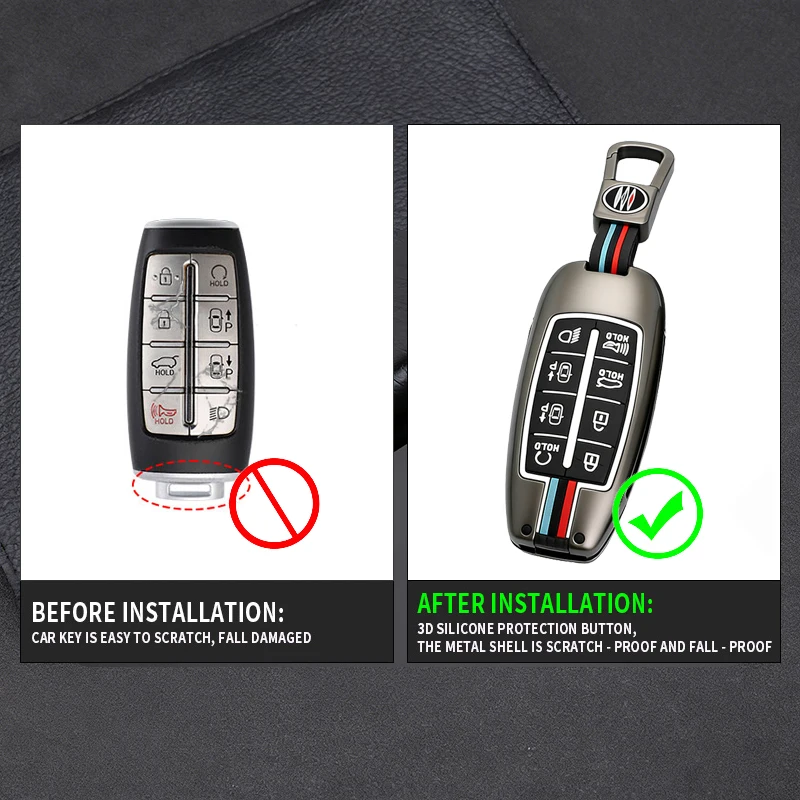 Zinklegierung Autoschlüssel-Schutzhülle für Hyundai Genesis G70 G80 G90 GV70 GV80 EQ900 DH BH G60 Serie Zubehör – Detail 3