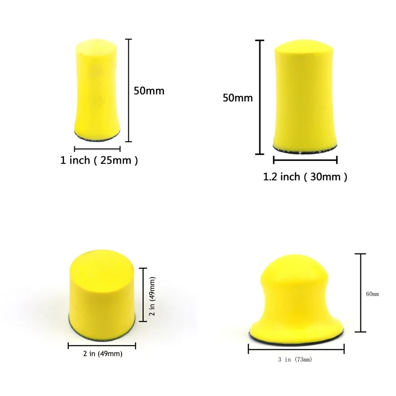 1-3Inch Hook and Loop Hand Sanding Block Kit 6 Pcs PU Foam Round for Automotive Metal Polishing Pad Tools Grinding Tools
