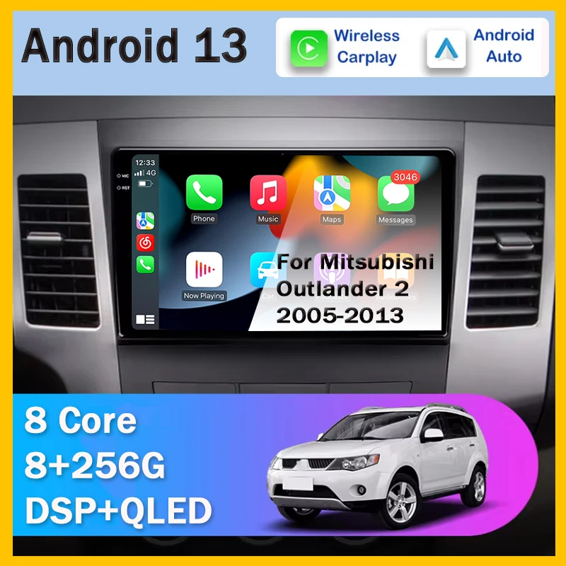 

Android 13 For Mitsubishi Outlander 2 CW0W 2005 - 2013 For Citroen C-Crosser 1 2007 - 2013 Car Multimedia Video Player Carplay