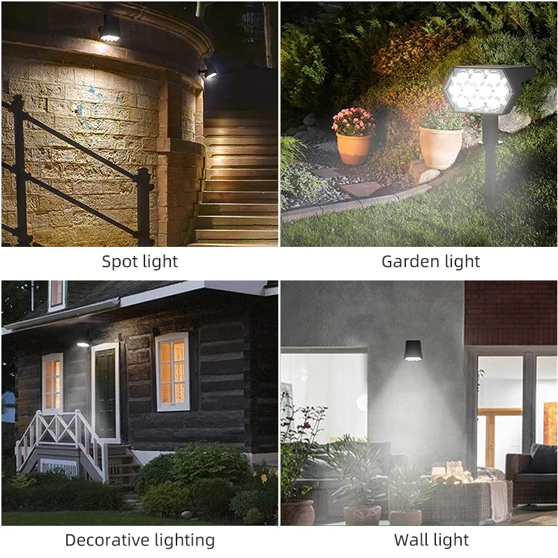 92 LED Solar Lights Outdoor Solar Spot Lights Outdoor IP67 Waterproof Solar Garden Lights 2 In 1 for Yard Garden Porch