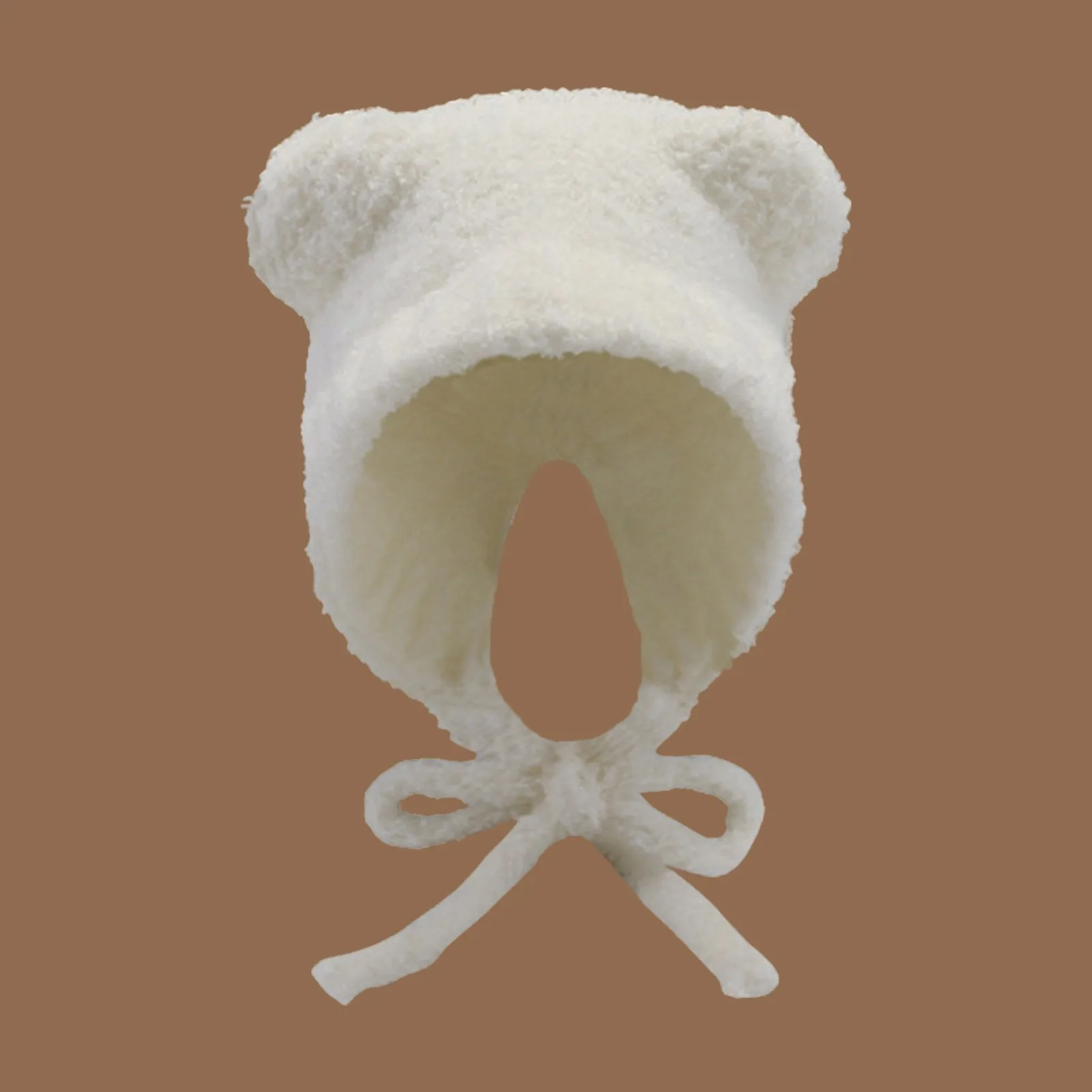 Cute Girl Knit Ear Protection Hat Bear Women Earmuffs Cap Woolen Crochet Bonnet Solid Color Hood Beanies Winter Warm Headgear