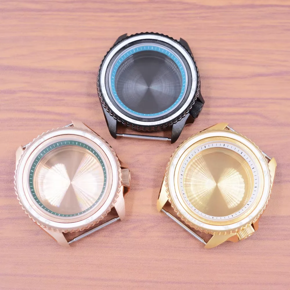 

41mm Watch Case Black/blue/sky blue/white/green/brown Chapter Ring Sapphire Glass Fit NH35 Movement 3.8 Crown