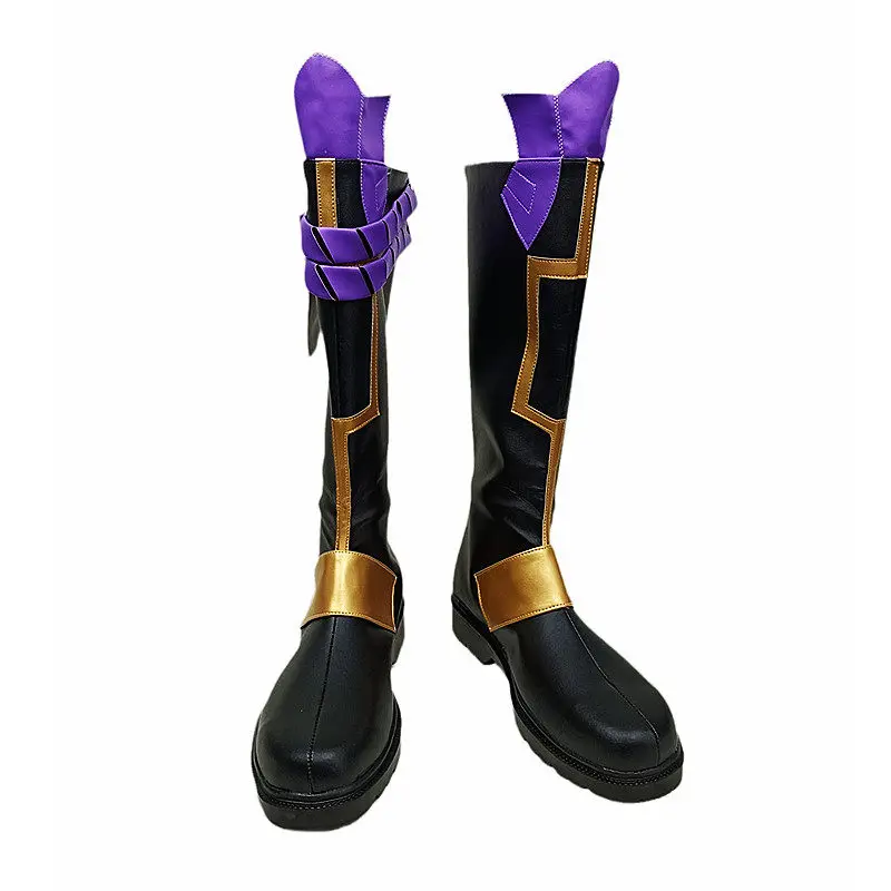 

Anime Genshin Impact Xiao Cosplay Shoes Black Long PU Leather Boots For Halloween Carnival