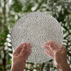 Nordic Ivylinna Lee Glass Plate Home Hammer Plate Flat Creative Fruit Plate Snack Plate Salad Dessert Plate Household Tableware
