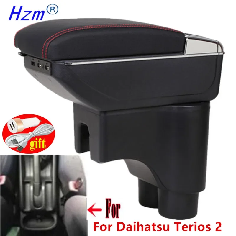 For Daihatsu Terios 2 armrest box For Daihatsu Terios 2 Car Armrest Storage Box Central Storage Container with USB LED light