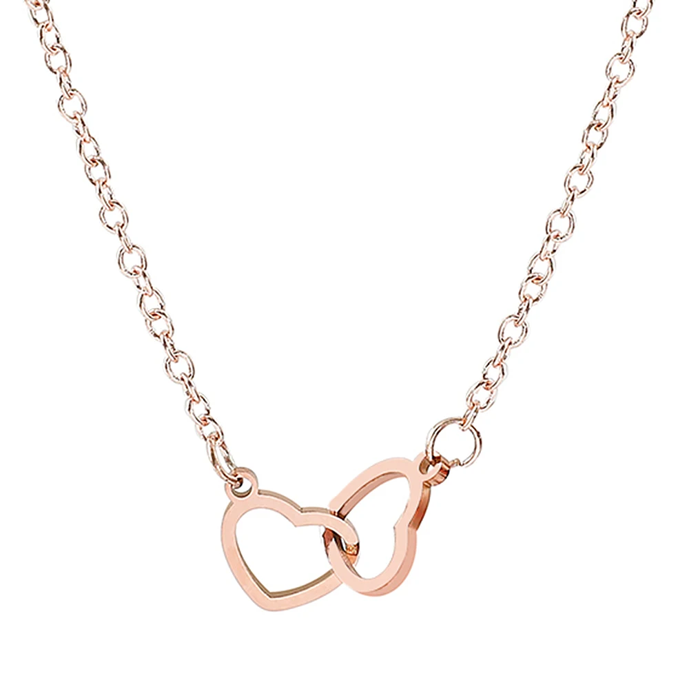 Simple Fashion Double Hollow Heart Chain Necklace Women Fashion Love Necklace Valentine's Day Jewelry for Women