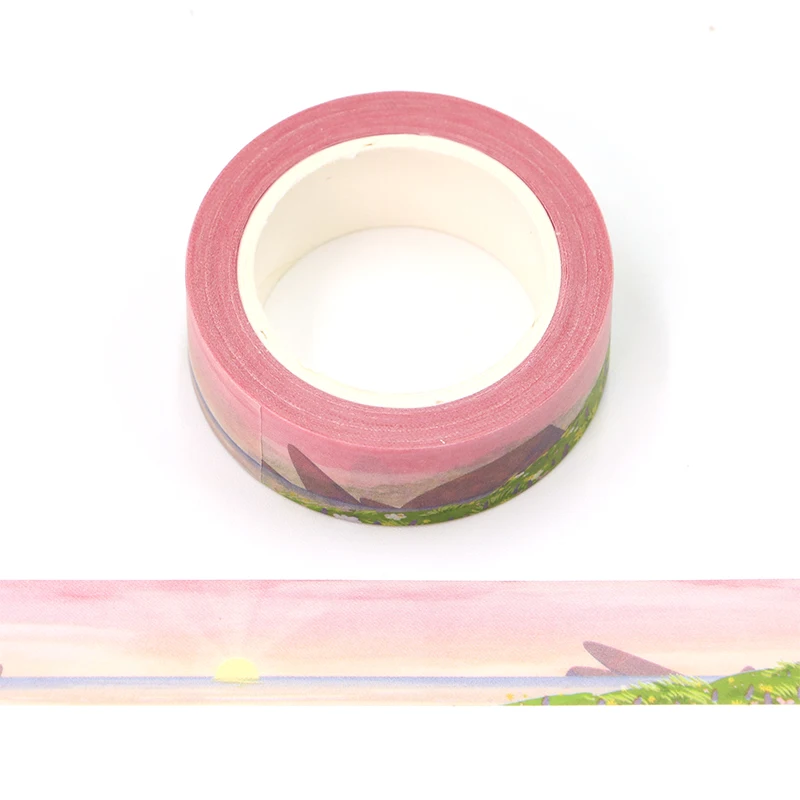 New 1PC 15mm*10m Floral Sunrise Beautiful Scenery Decorative Washi Tape Scrapbooking Masking Tape stationery washi tape sticker