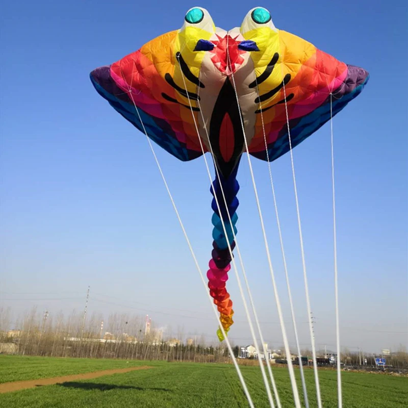 

free shipping 15m ray fish kite for adults devil fish kite deportes-y-ocio kite drachen outdoor toys lenkdrachen kite reel fun