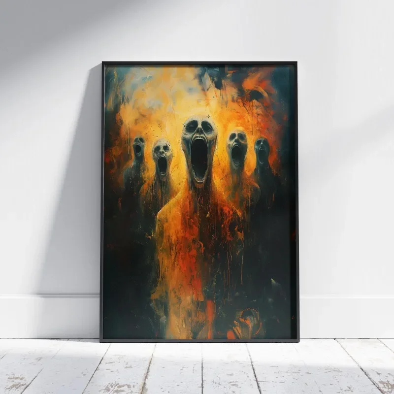 Horrible Surreal Monster Creature Poster Weird Wacky Skulls Creepy Dark Gothic Canvas Painting Wall Art Living Room Home Decor