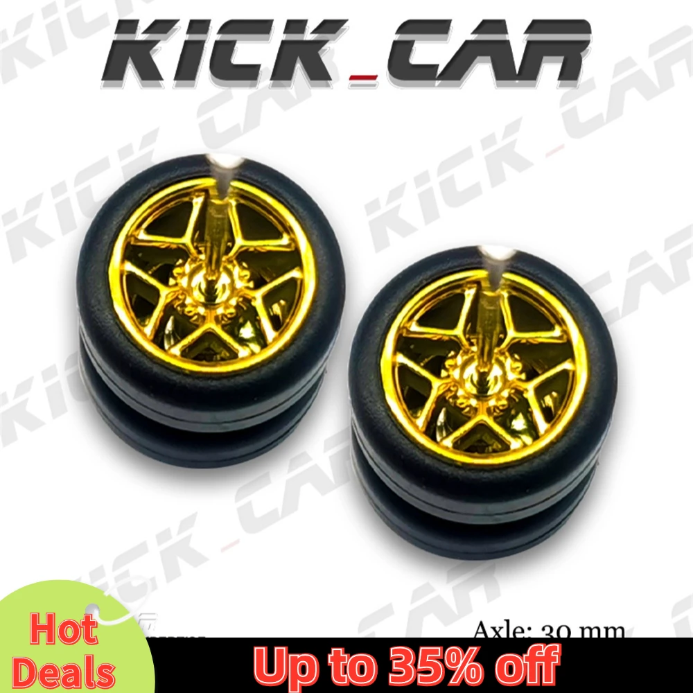 1/64 Wheels with Rubber Tires Pentagram Refitting Parts for Diecast Model Car Hot Wheels Mainline Matchbox Tomica D:11mm 1 Set