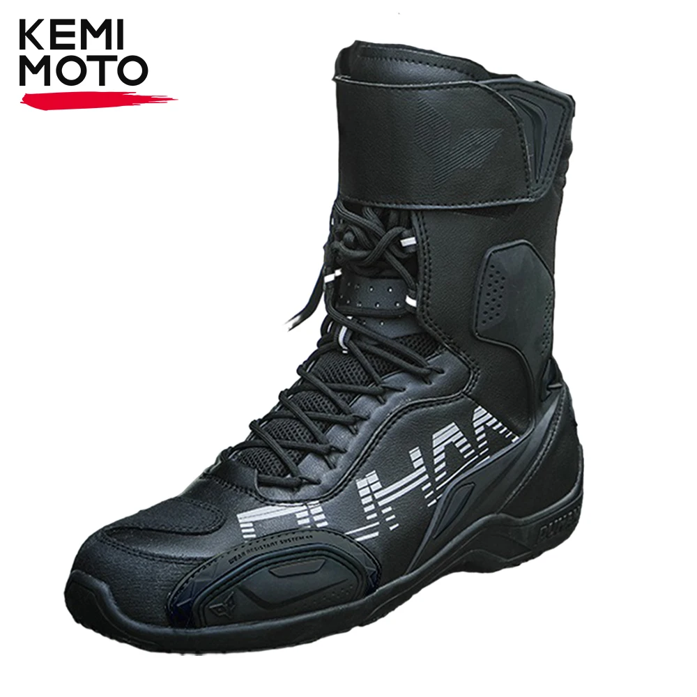 

Motorcycle Short Boots Couple Shoes Leather Men Women Riding Racing Protective Breathable Anti-slip Soft Sole Motocross Off-road