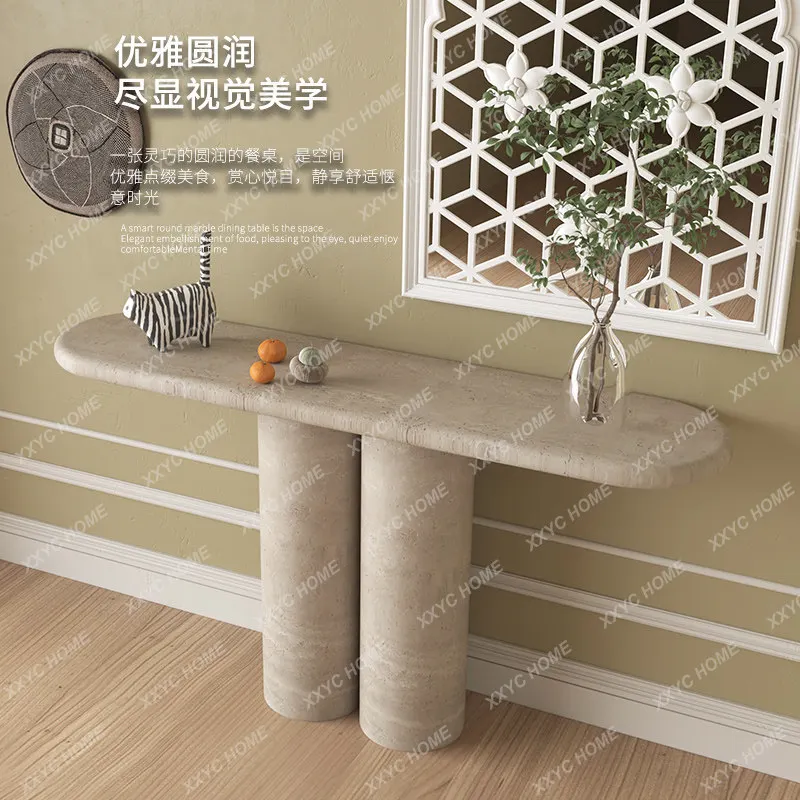 1retro travertine porch cabinet, opposite the door to the home, marble porch, partition porch cabinet, advanced sense