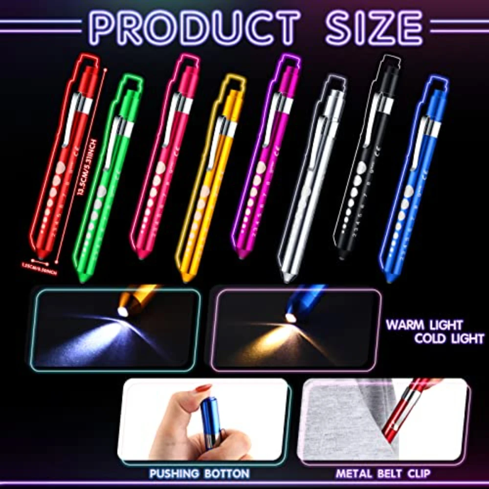 Mini LED Penlight for Nurses Doctor Pocket Flashlight with Pupil Gauge Reusable Penlight White/UV Lamp Waterproof Medical Torch