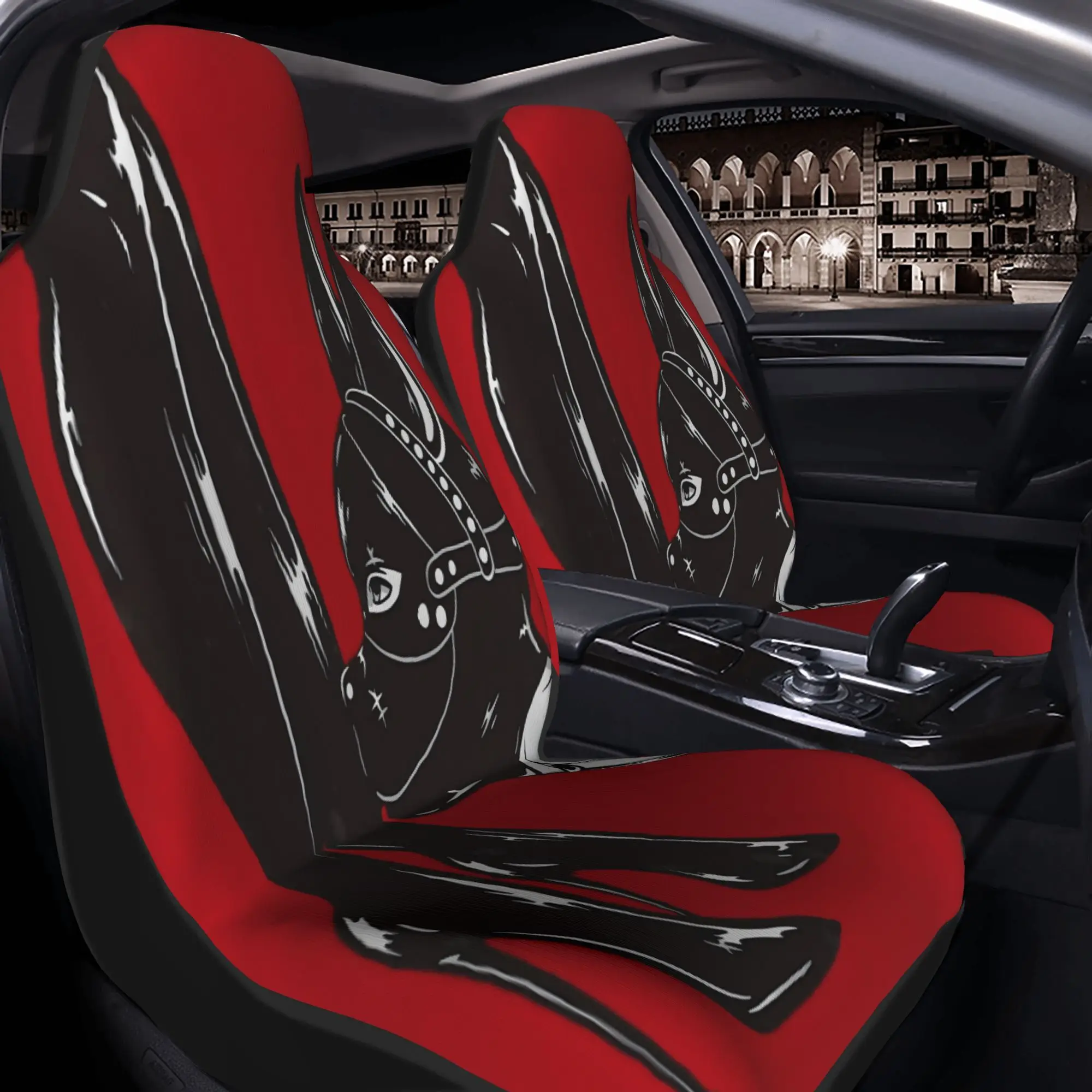 2pcs The Temptation Of A Leash: A Fetish Artistic Depiction Of Pet PlayCar Seat Covers, Suitable For All Vehicles, Christmas Gif
